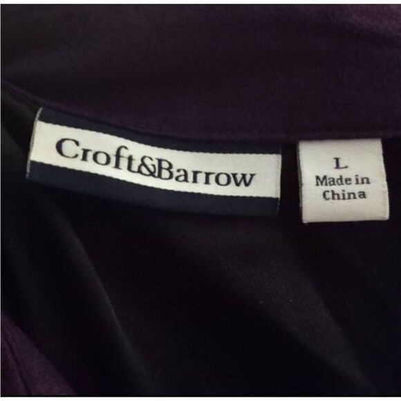 CROFT & BARROW PURPLE FAUX SUEDE BUTTON DOWN SHIRT SZ.L EUC. - Picture 4 of 6